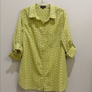 NWOT Velvet Heart tunic, lime green/white, size 1X
